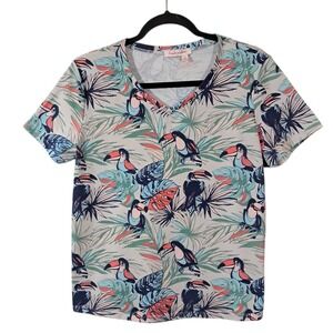 Fresh Produce Short Sleeve Tee‎ Shirt Womens Size Medium Tropical Resort Vacay